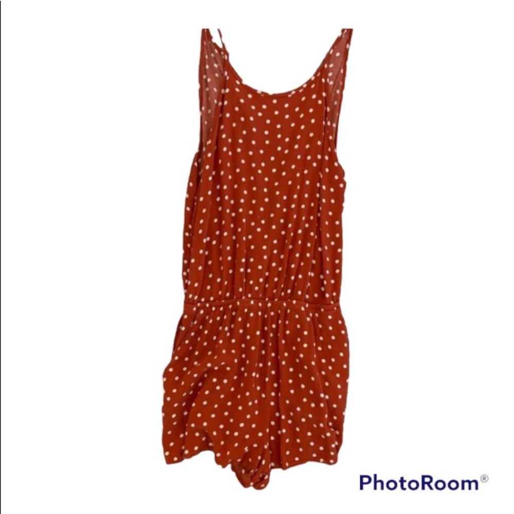 5/25💜 Red Orange Polka Dot Romper